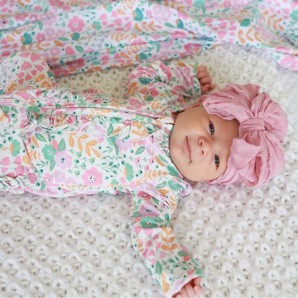 Caden Lane Girl Ruffle Zipper Footies - Willow’s Whimsy Floral